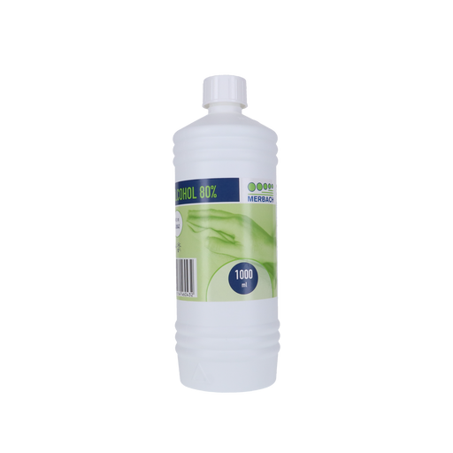 Navulverpakking Merbach alcohol 80% 1 liter voor reiniging en desinfectie.