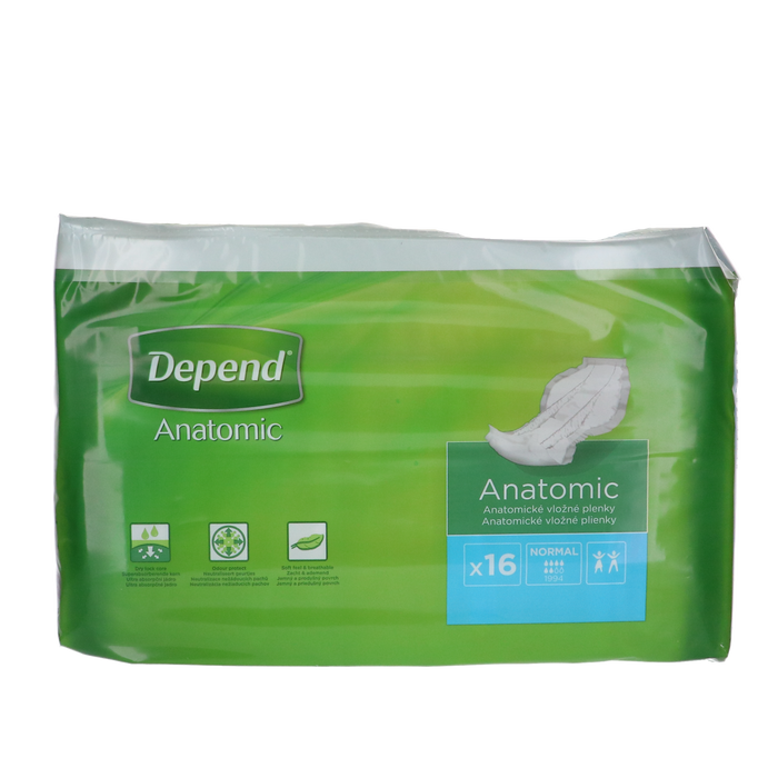 Afbeelding van Depend Anatomic Normal inlegverband, 16 stuks verpakking.