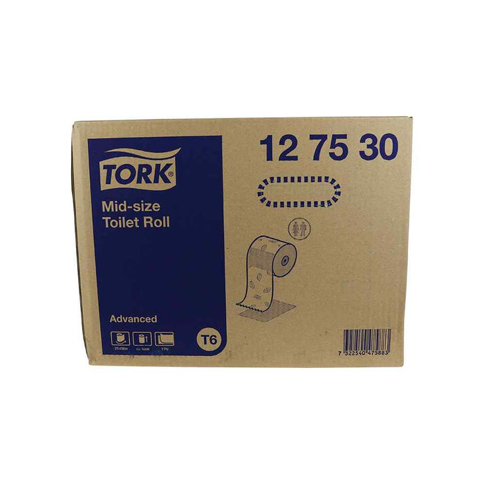 Tork Mid-size 2-laags wit toiletpapier, 27 rollen, milieuvriendelijk, geschikt voor standaard houders