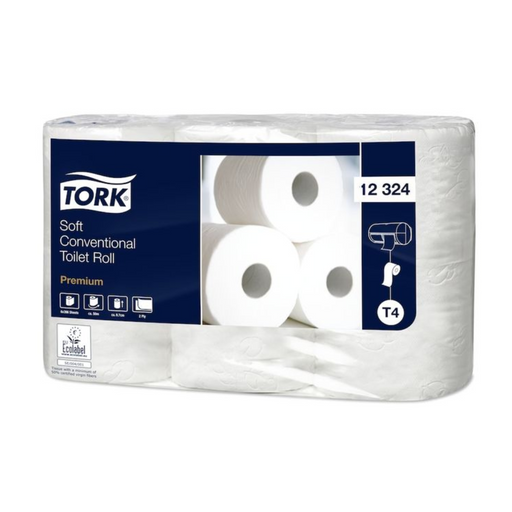 Tork Toiletpap 12324 2-lgs Wit T4 prem 396vel 7x6, 396 vellen per rol, 7x6 rollen verpakking.