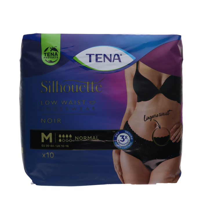 TENA Silhouette Normal zwart - Lage Taille - Medium, 10 stuks