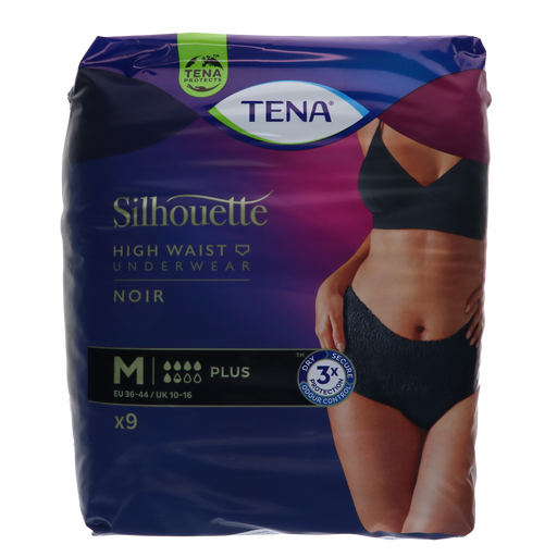 TENA Silhouette Plus zwart - Hoge Taille - Medium, 9 stuks