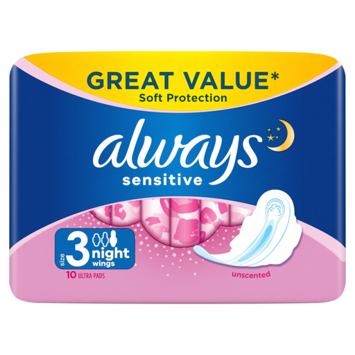 Always Sensitive Night Pads 10s