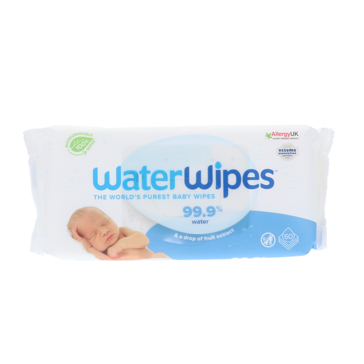 WaterWipes Sensitive Bio Babydoekjes, 60 stuks, biologisch afbreekbaar, geschikt voor gevoelige babyhuid.