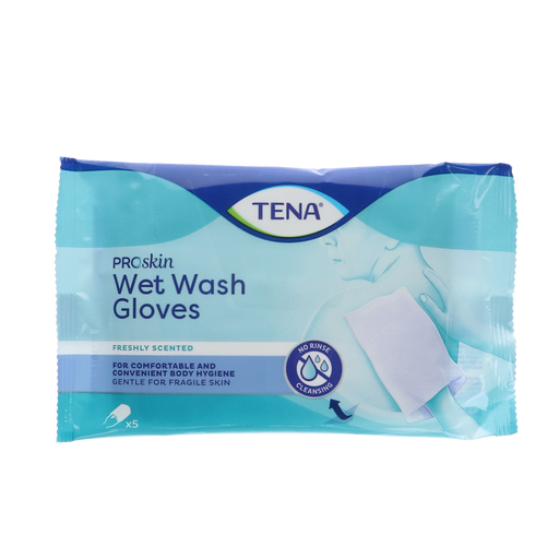 Afbeelding van Tena Wet Wash Gloves fris geurend, 5 stuks