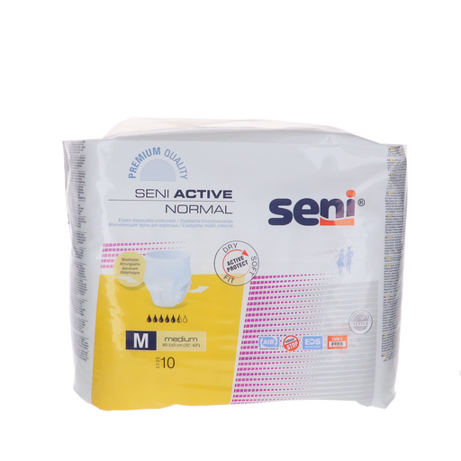 Seni Active Normal Medium elastische incontinentiebroekjes, 10 stuks verpakking.