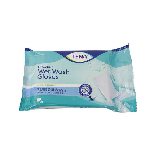 TENA Proskin Wet Wash Gloves, milde geur, 8 stuks